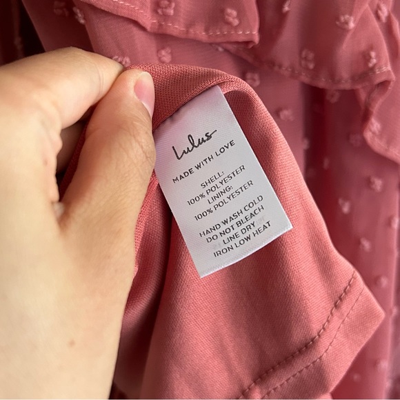 Lulus Next to You Rusty Rose Swiss Dot Ruffled Midi Dress - Picture 6 of 8